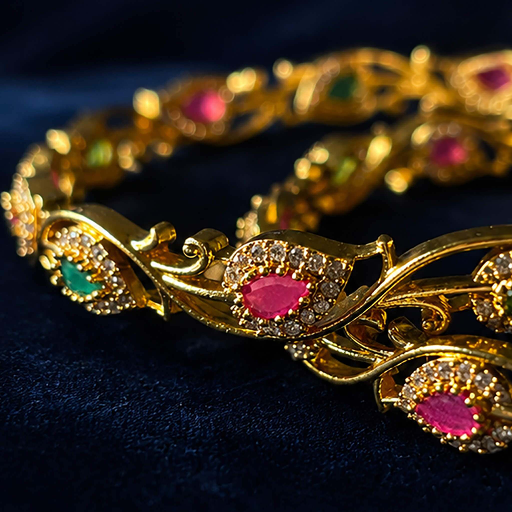 Aurelia Emerald Ruby Vine Bangles