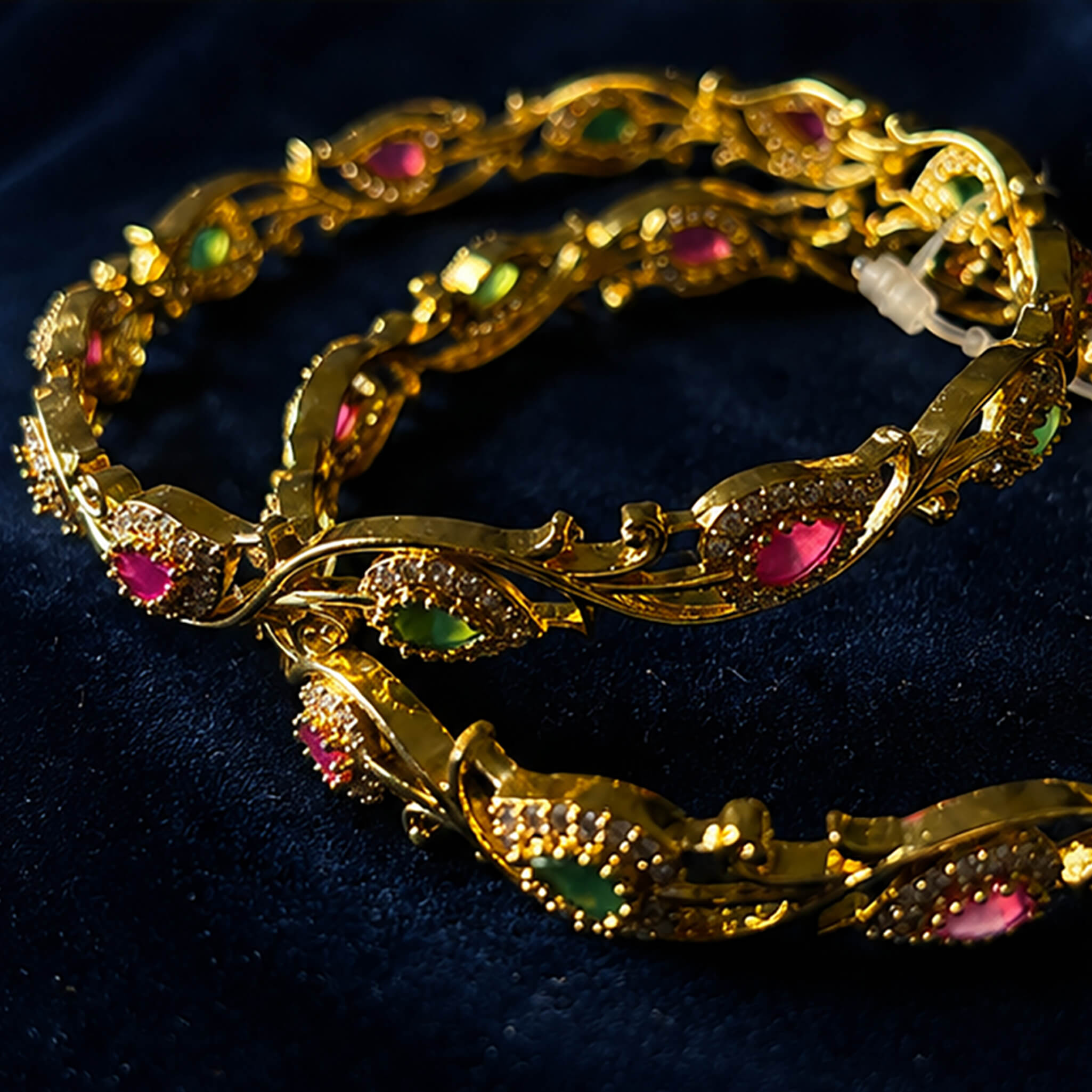 Aurelia Emerald Ruby Vine Bangles