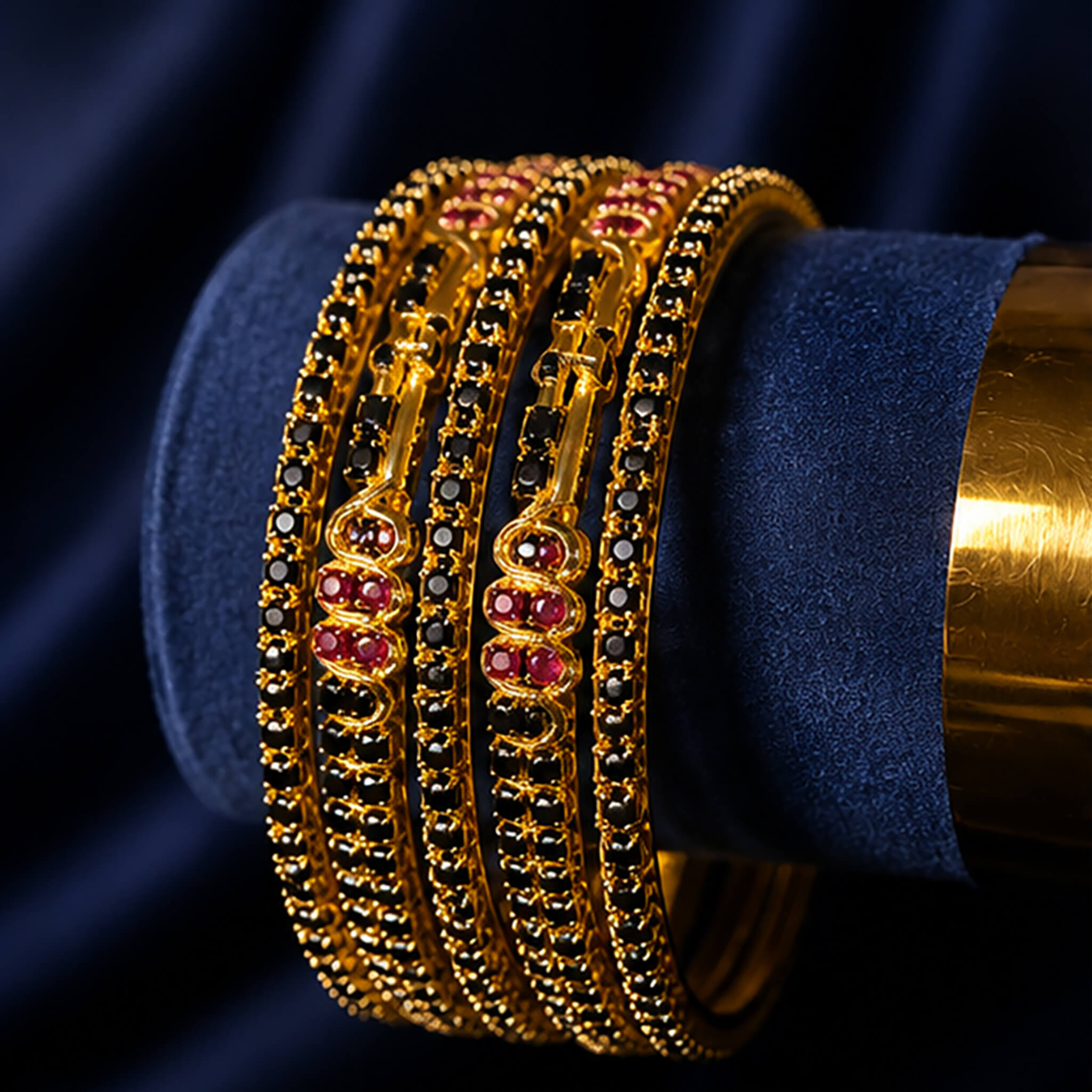 Aurelia Midnight Ruby Bangles Set