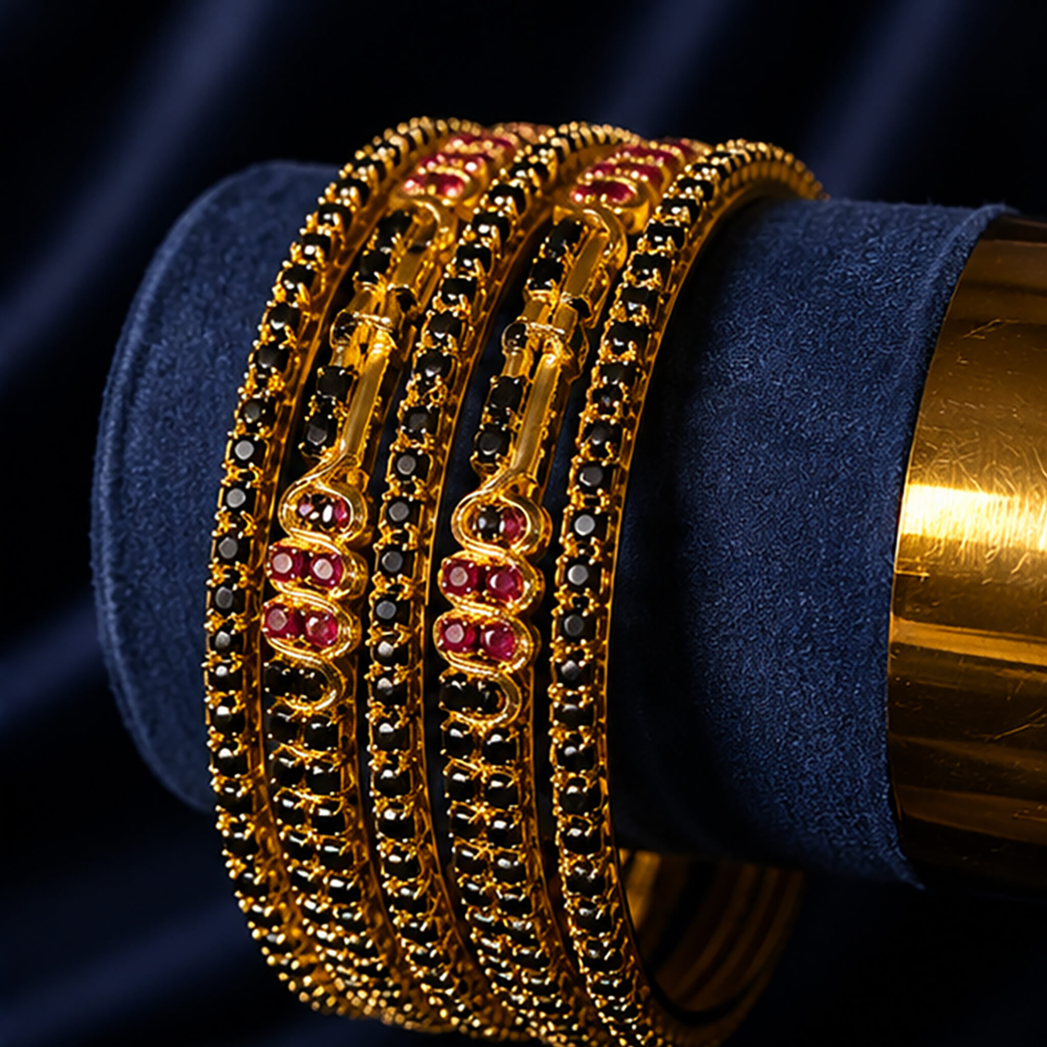 Aurelia Midnight Ruby Bangles Set