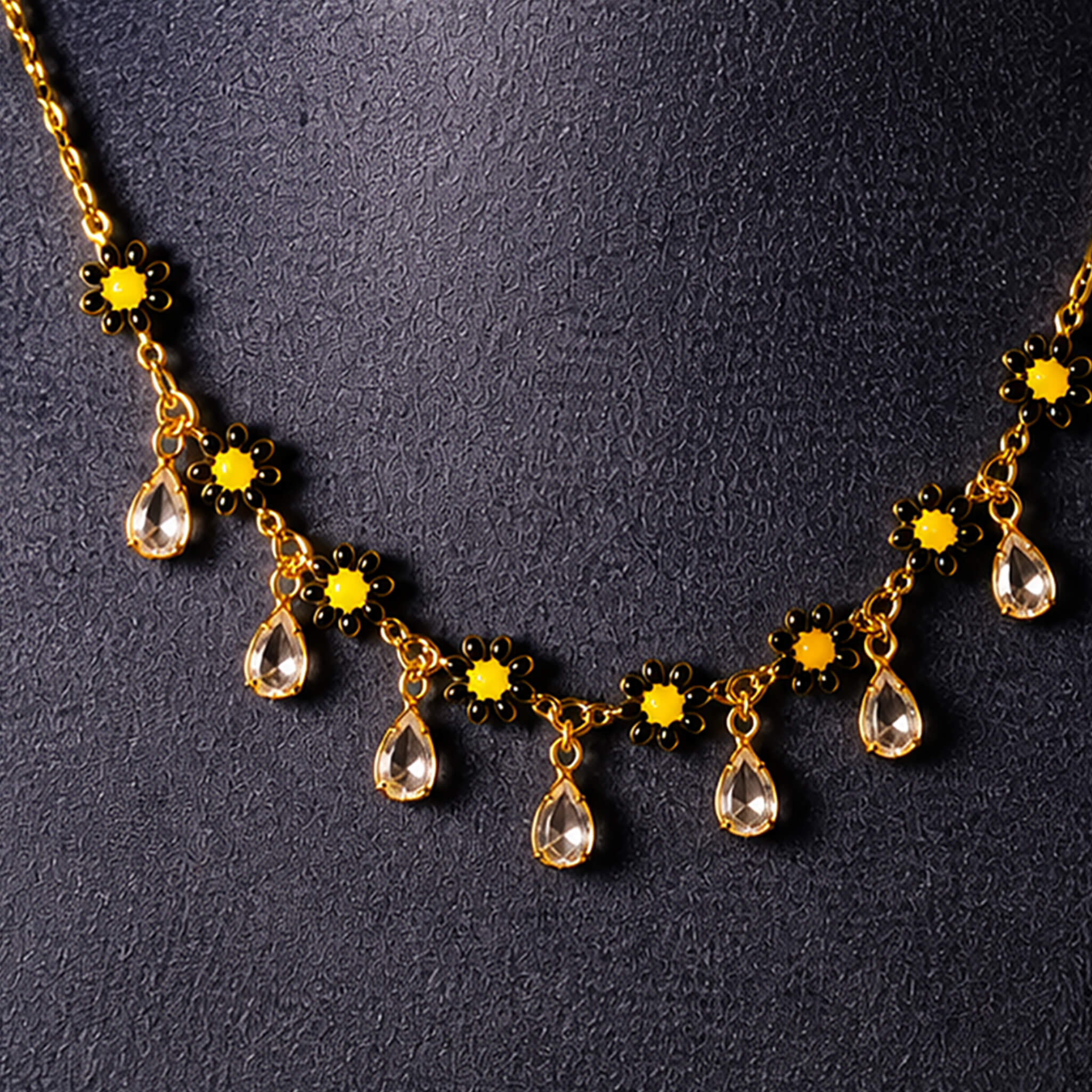 Aurelia Sunflower Crystal Drop Necklace