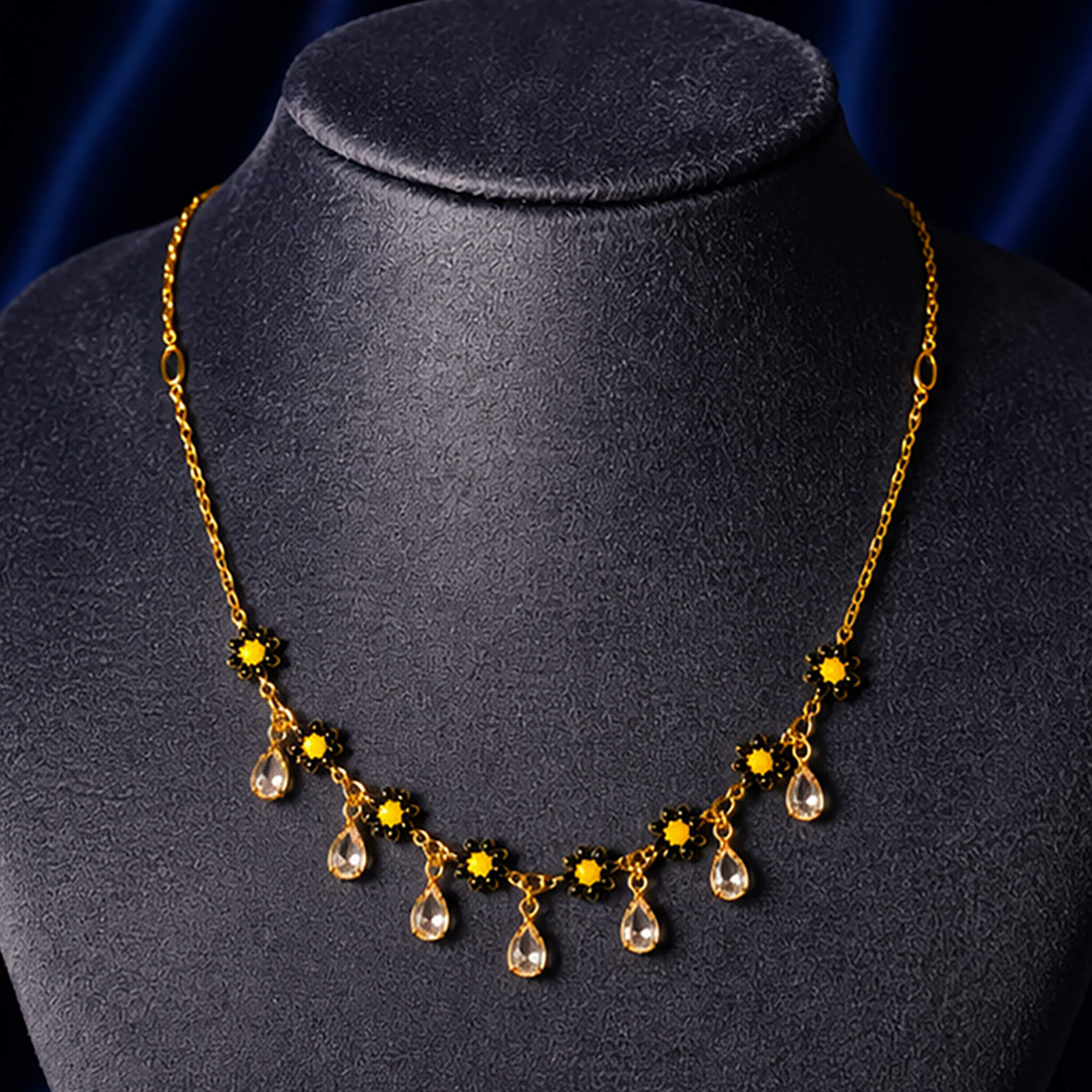 Aurelia Sunflower Crystal Drop Necklace