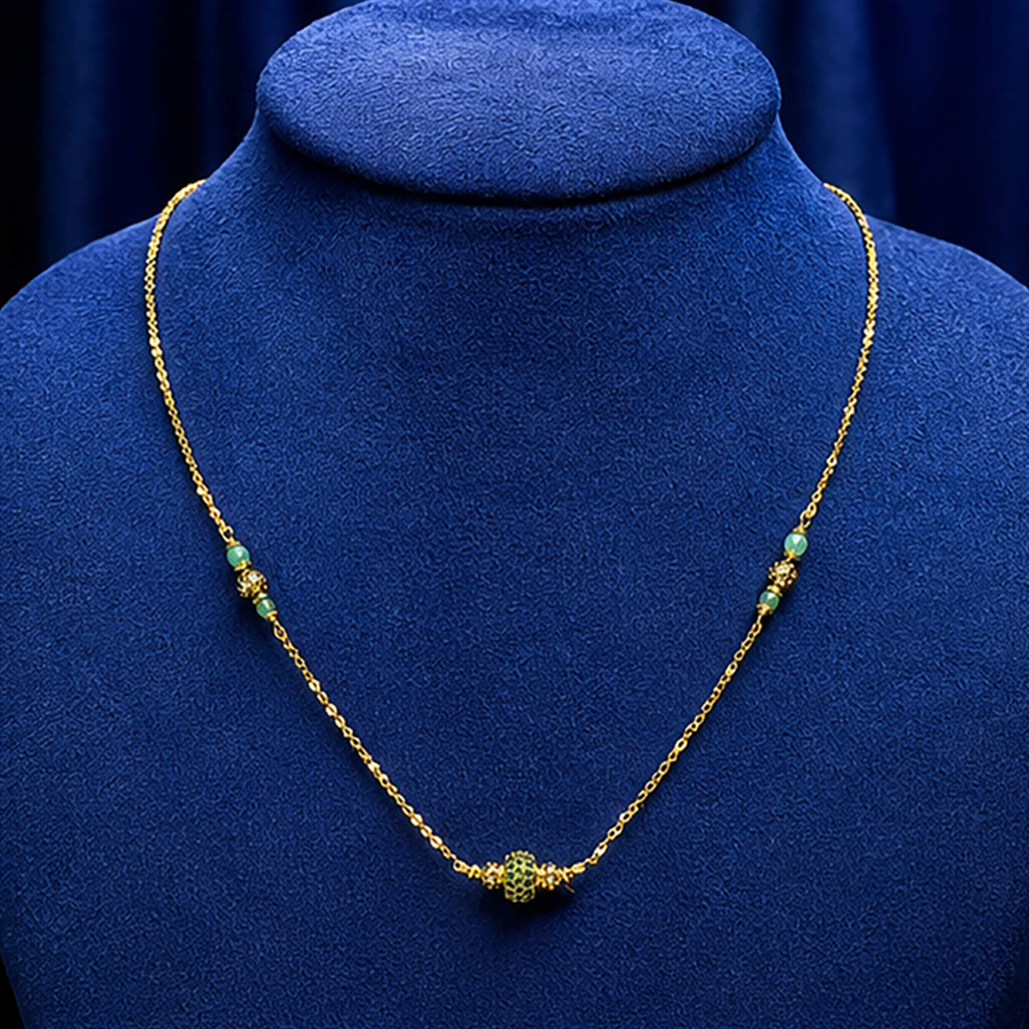 Aurelia Emerald Glow Beaded Necklace