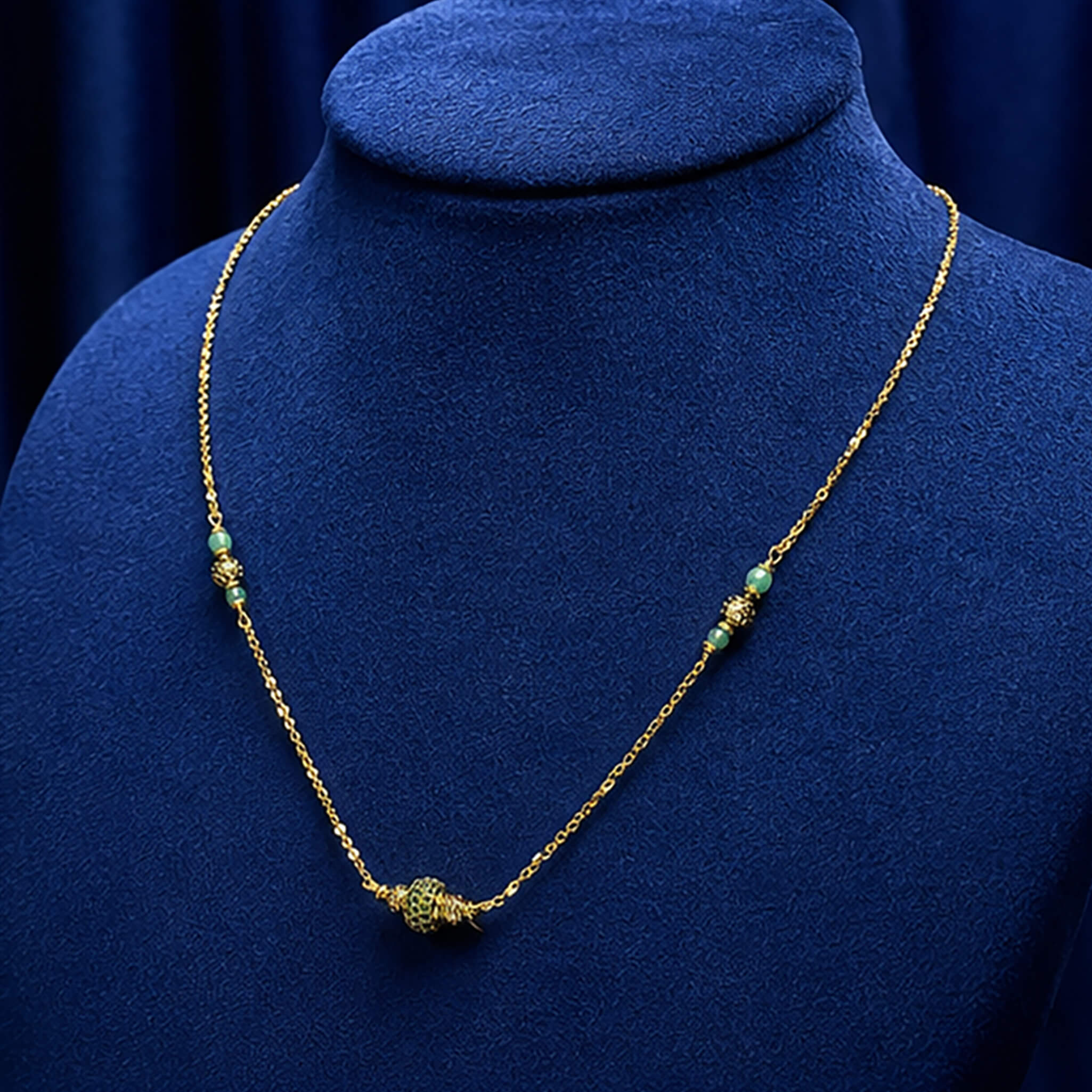 Aurelia Emerald Glow Beaded Necklace