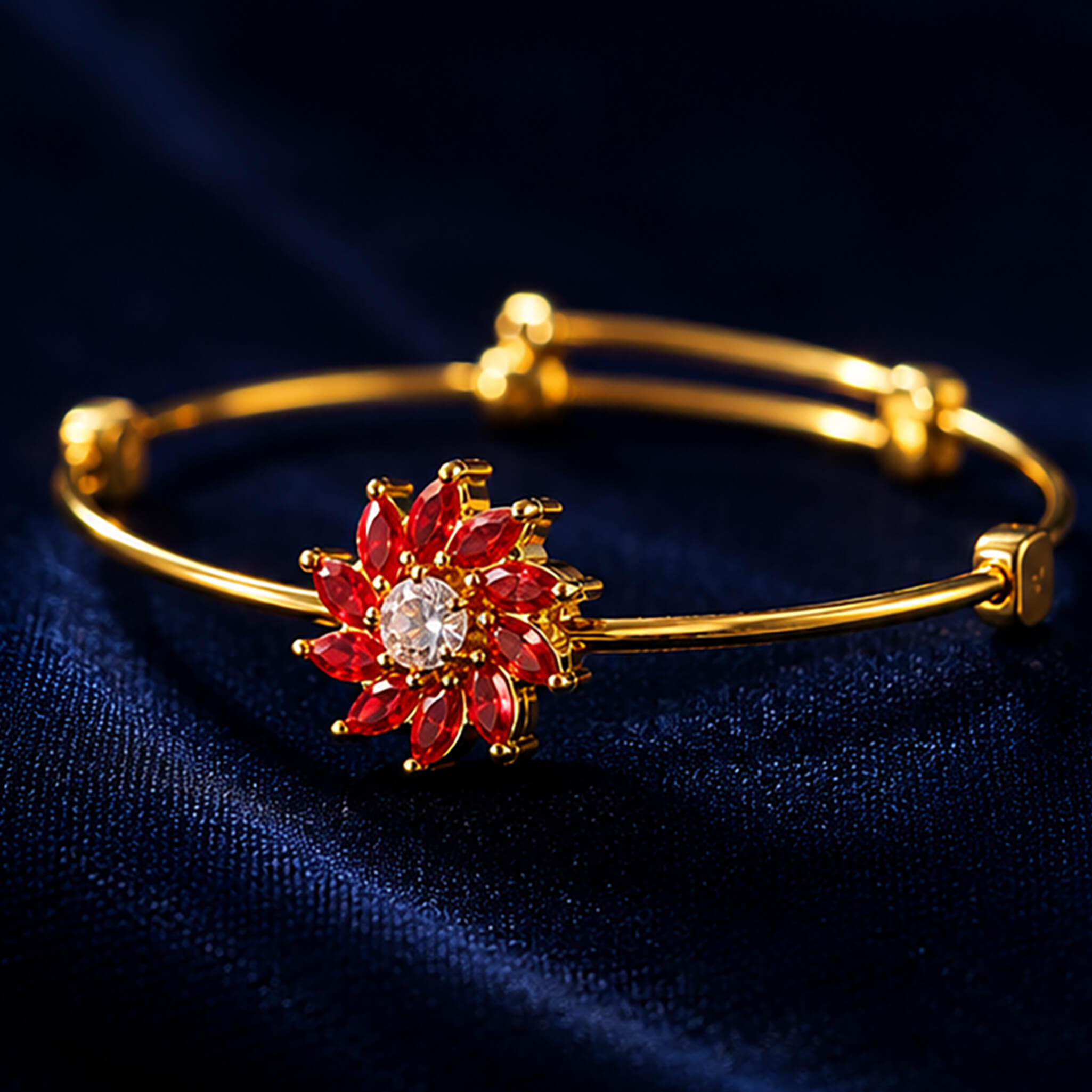 Aurelia Ruby Blossom Adjustable Bracelet