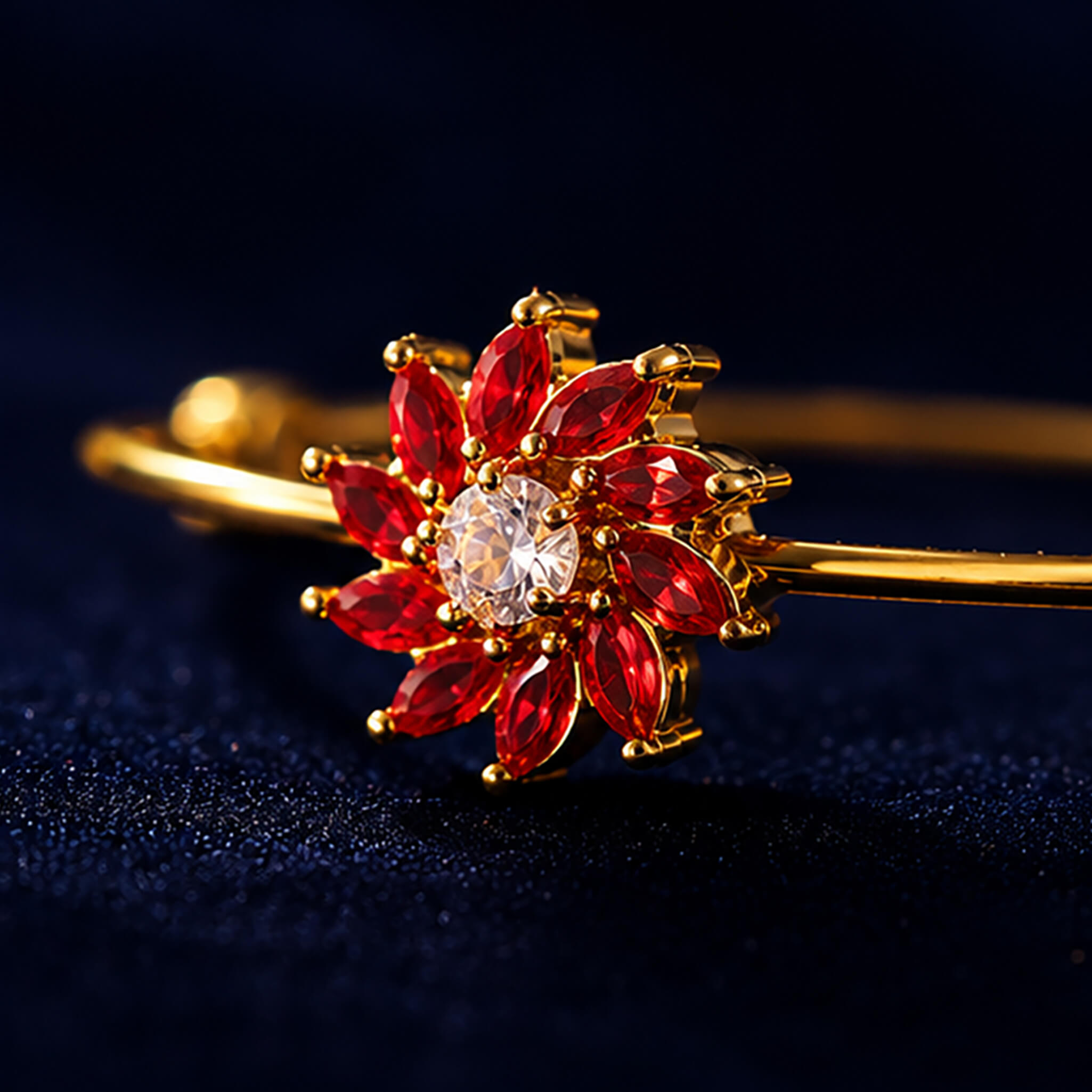 Aurelia Ruby Blossom Adjustable Bracelet