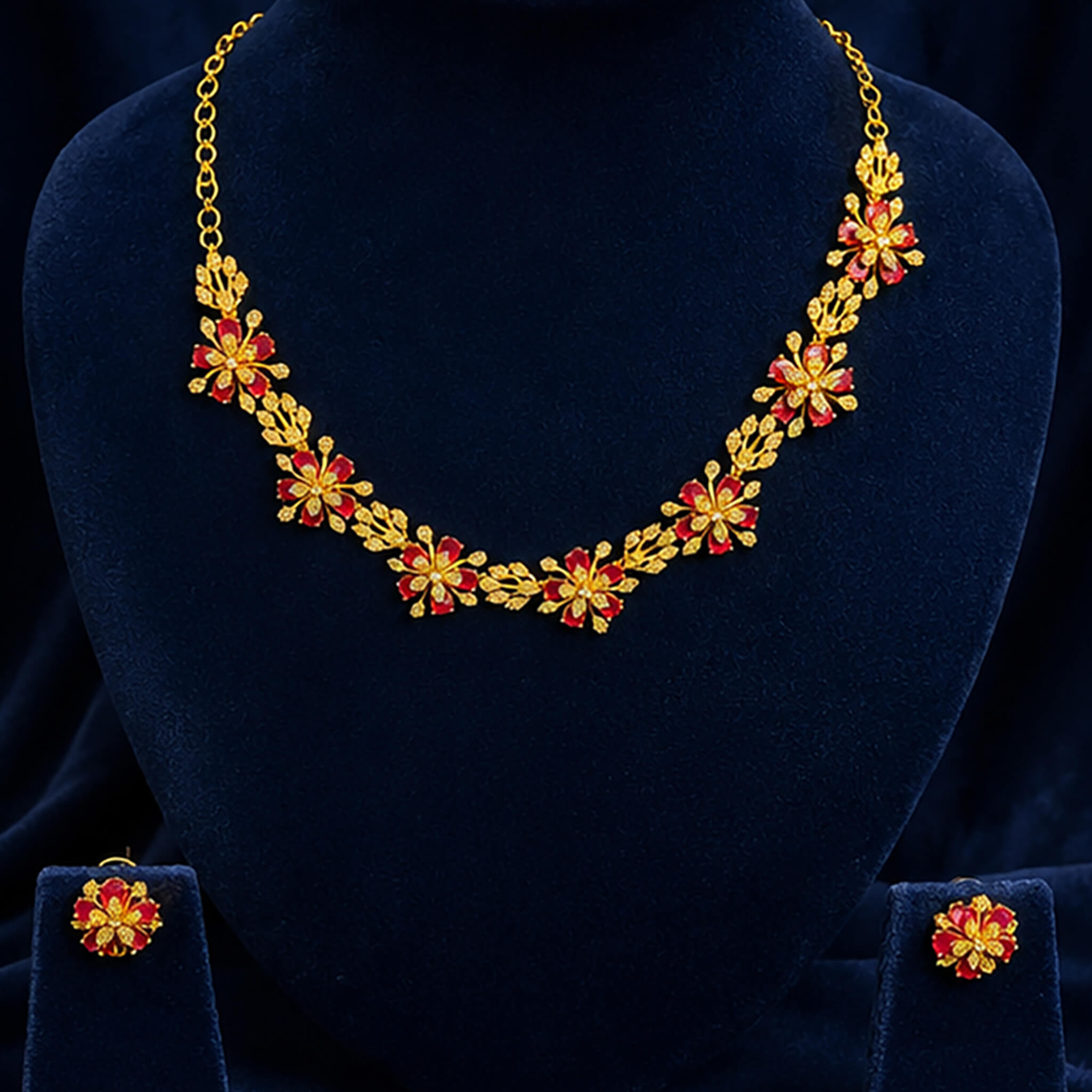 Aurelia Scarlet Bloom Floral Jewelry Set