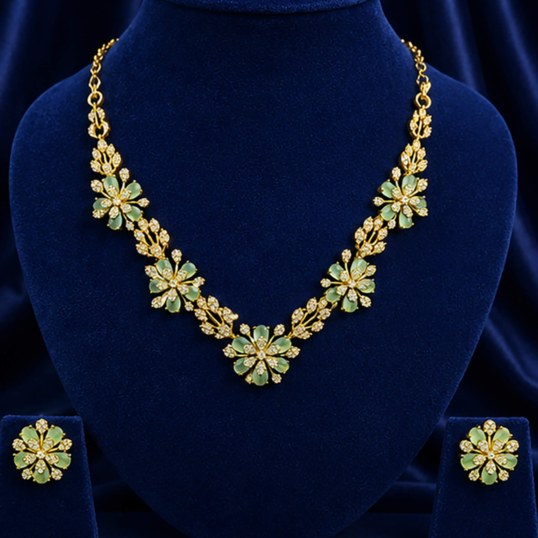Aurelia Mint Blossom Floral Jewelry Set