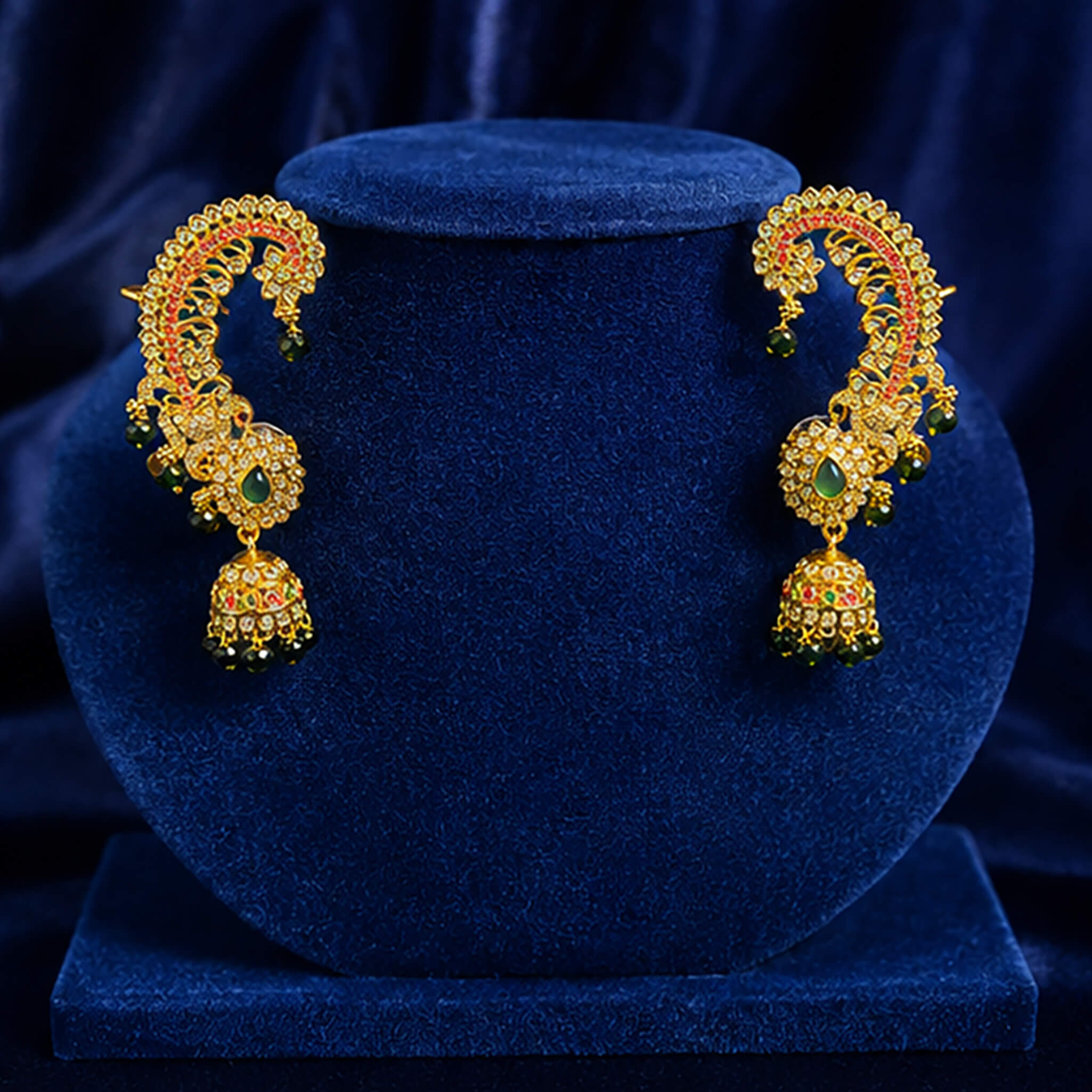 Aurelia Royal Emerald Jhumka Ear Tops