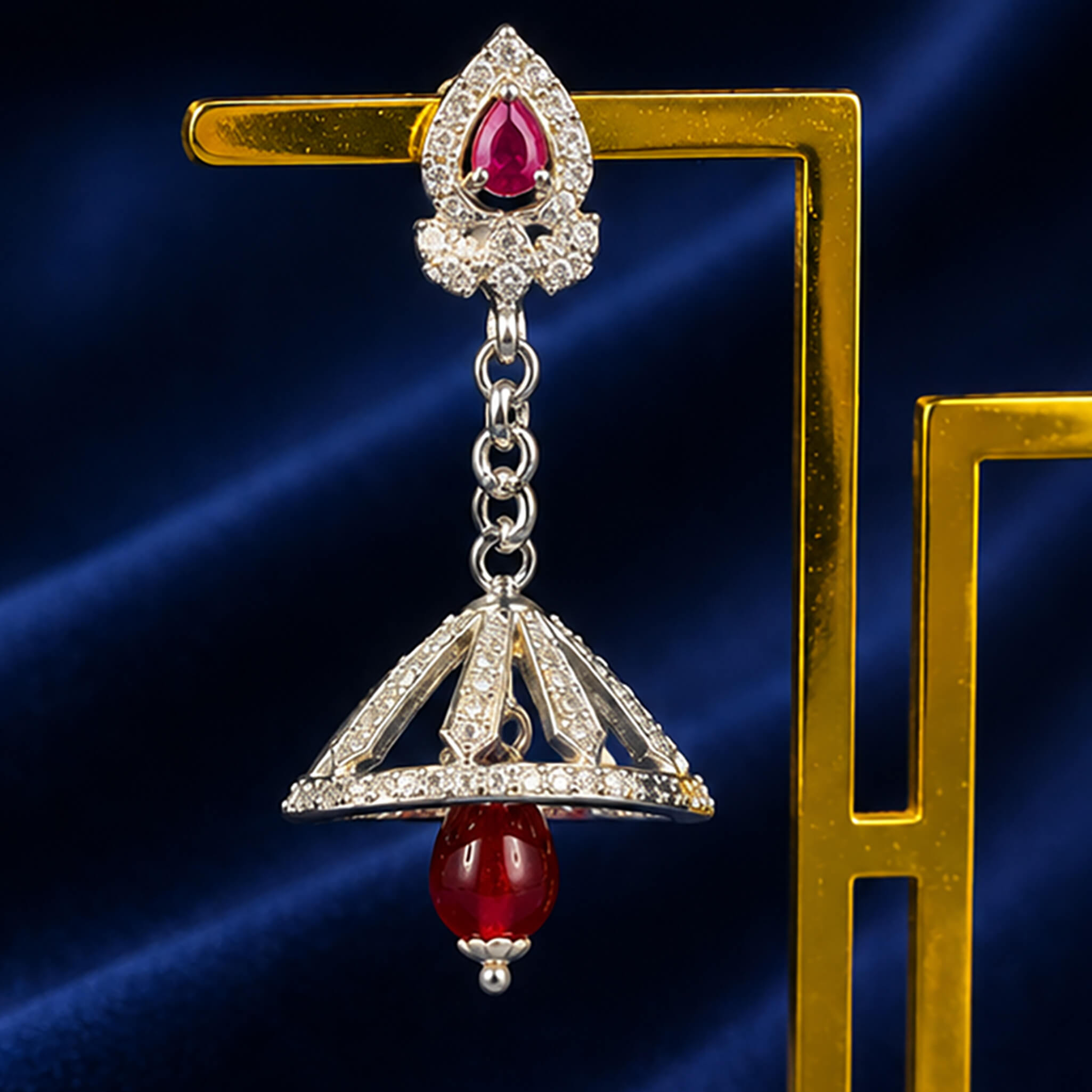 Aurelia Ruby Dome Drop Ear Tops