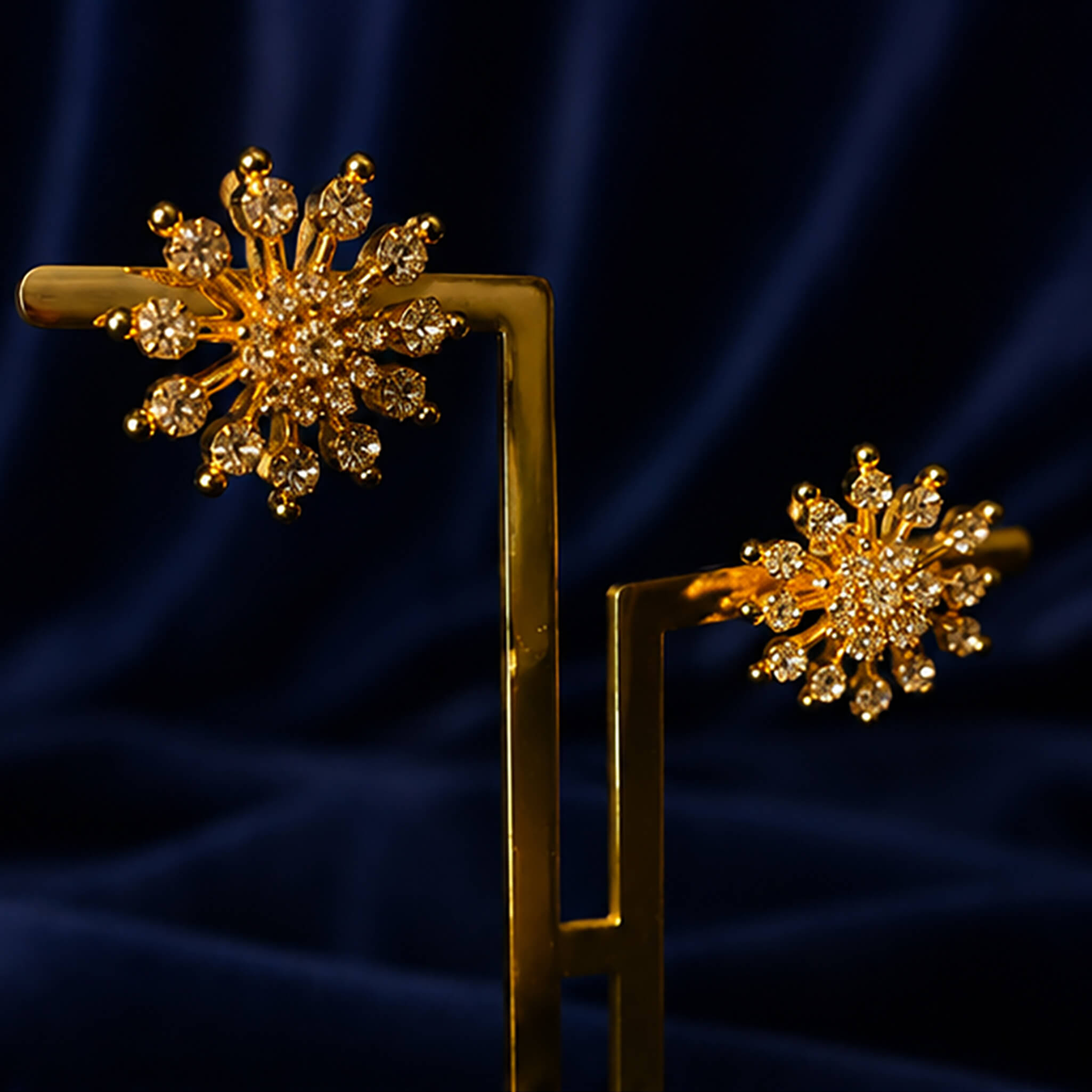 Aurelia Golden Snowflake Crystal Stud Earrings