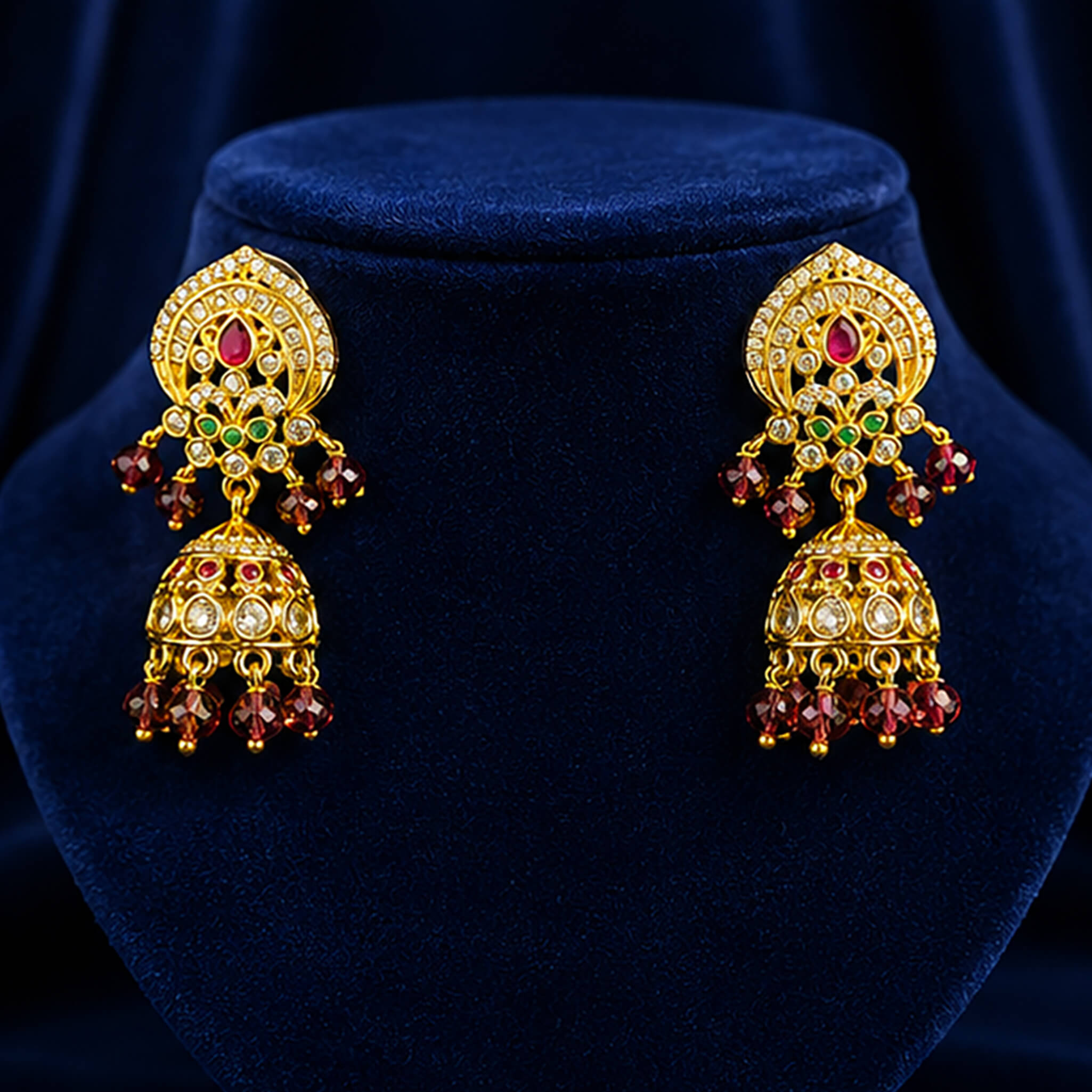 Aurelia Royal Garnet Jhumka Ear Tops