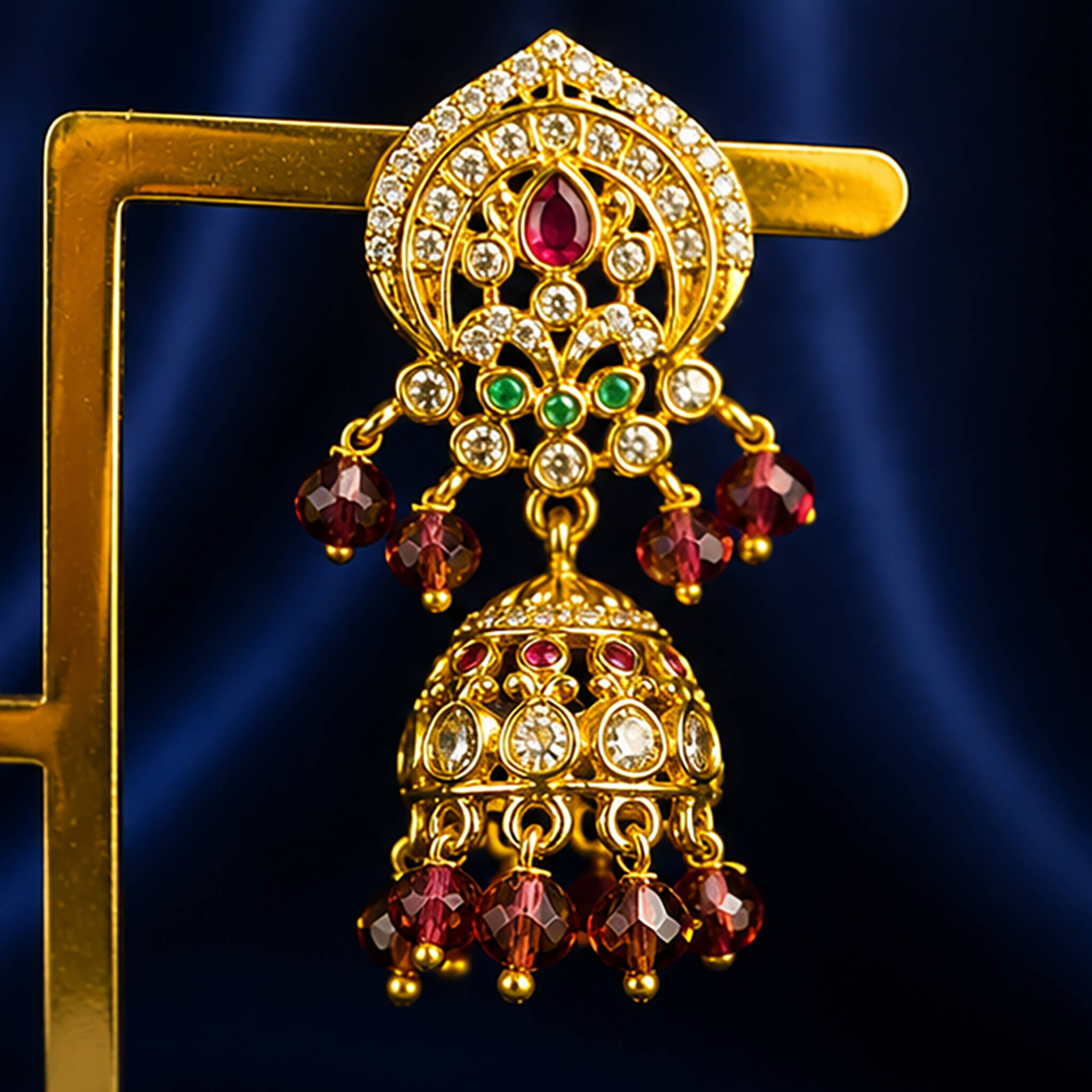 Aurelia Royal Garnet Jhumka Ear Tops