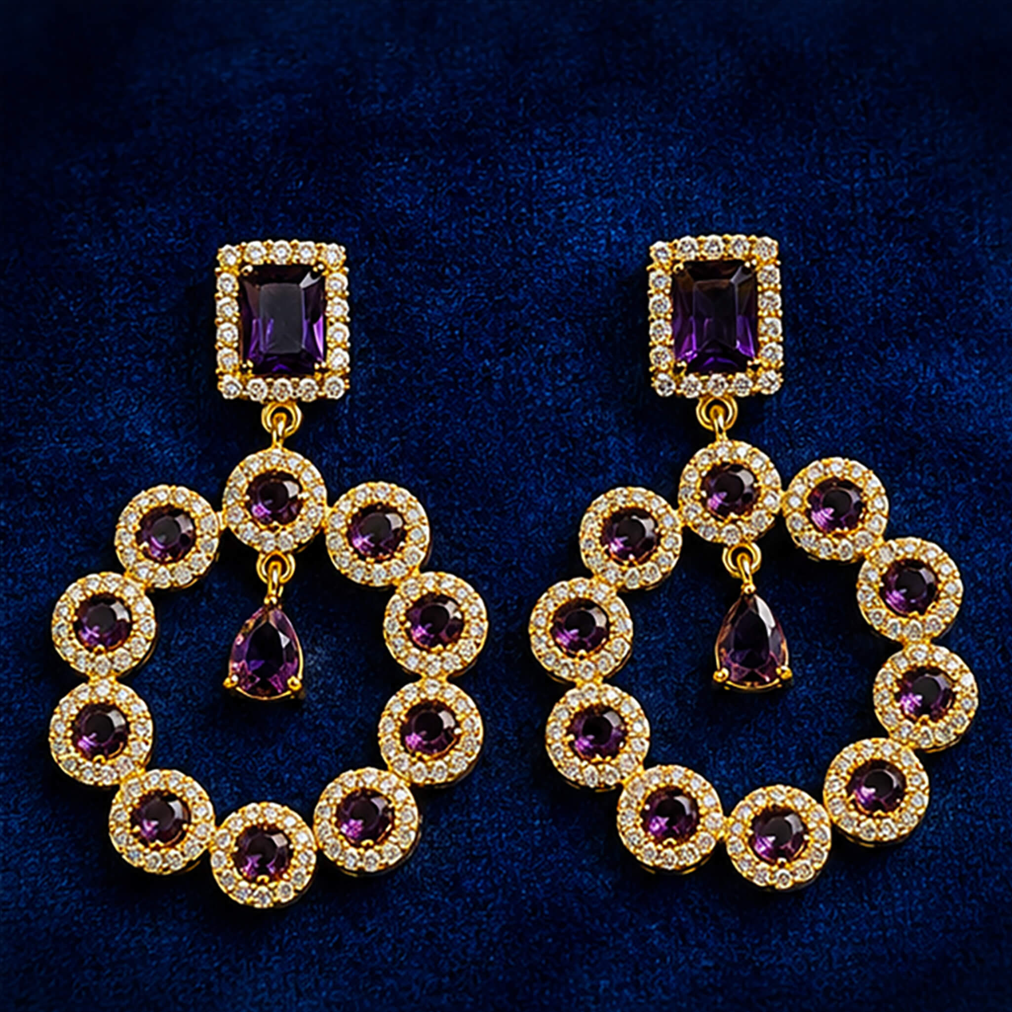 Aurelia Royal Amethyst Halo Ear Tops