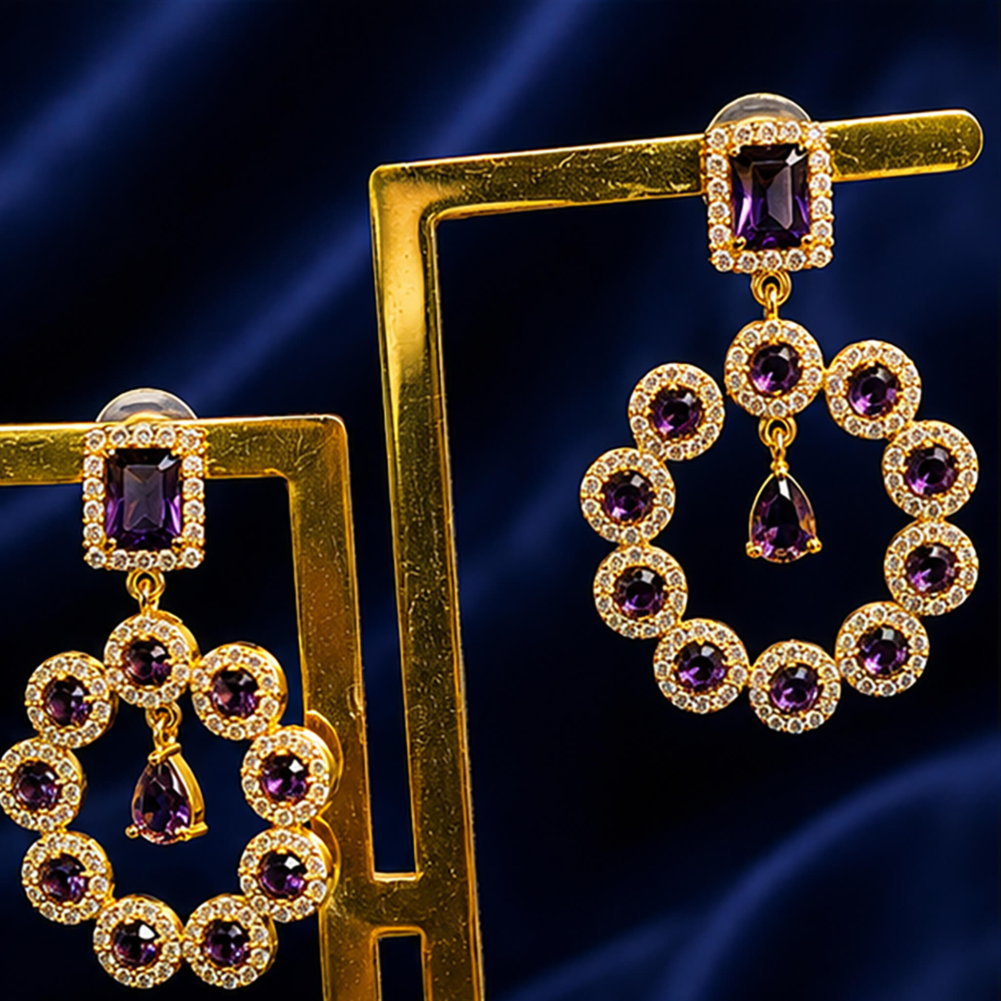 Aurelia Royal Amethyst Halo Ear Tops