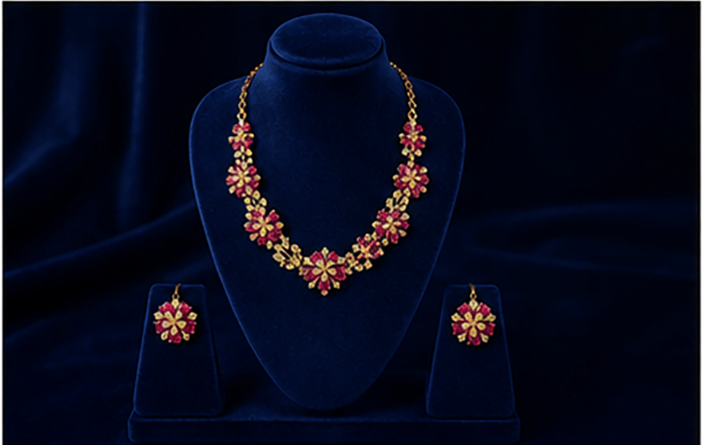 Ruby Blossom Floral Necklace Set - Aurelia Jewels – Elegance That Shines