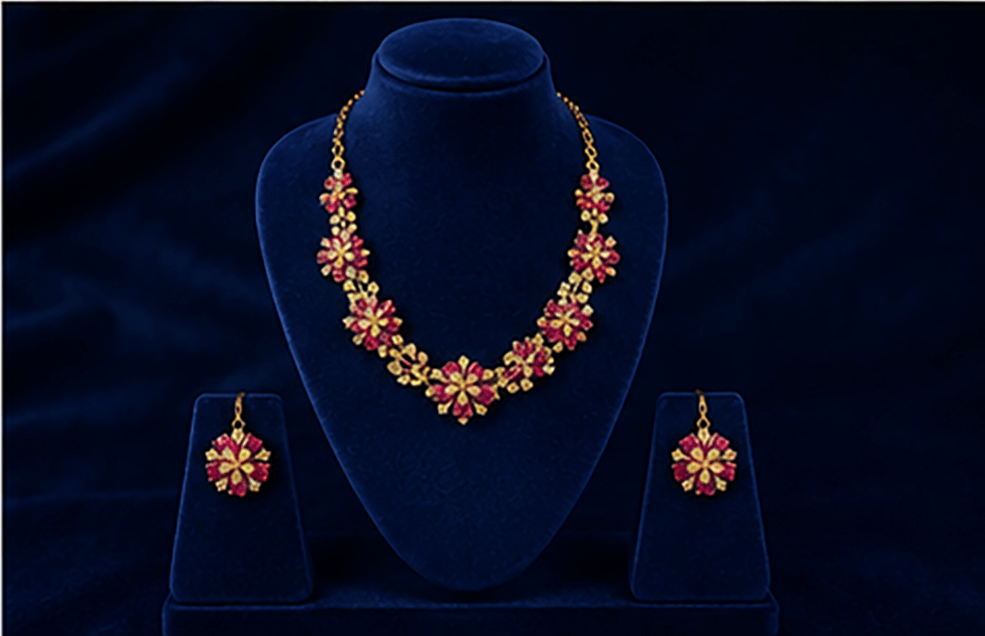 Ruby Blossom Floral Necklace Set - Aurelia Jewels – Elegance That Shines